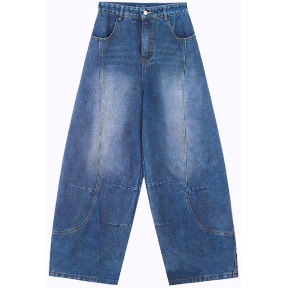 High Waisted Baggy Wide Leg Denim Jeans for Women and Men Casual Style - Picture 7 of 7